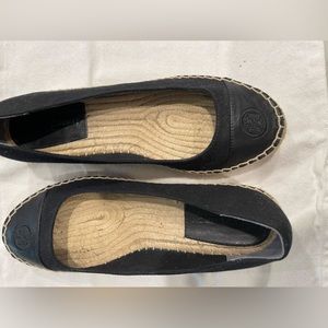 Tory Burch Black Espadrilles with slight wedge.